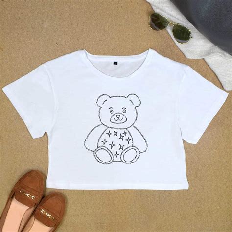 Teddy Bear Womens Cotton Crop Tops Co011072 Ebay