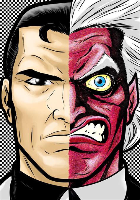 Two Face By Terry Huddleston Comic Face Two Faces Comic Villains
