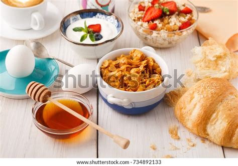 Rich Continental Breakfast Menu Delicious Natural Stock Photo 734892133