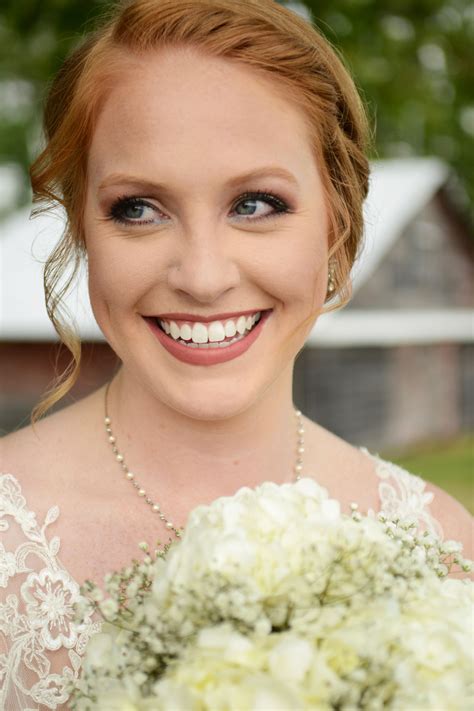 Bridal Makeup For Redheads Hydrangea And Babys Breath Bouquet
