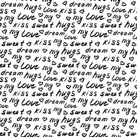 Love Lettering Seamless Pattern Hand Drawn Calligraphy Wallpaper
