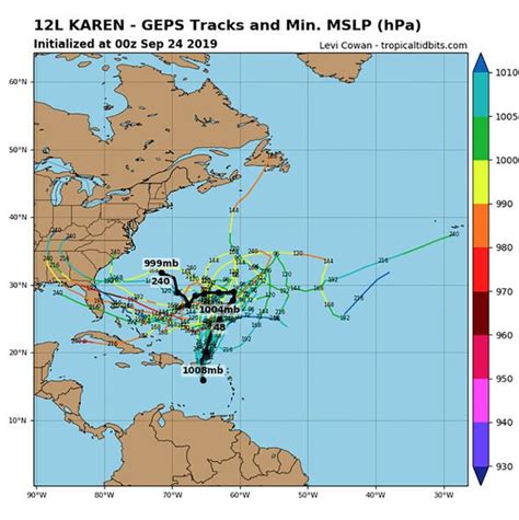 Tropical Storm Karen Path Map Latest Euro Model Noaa Charts And