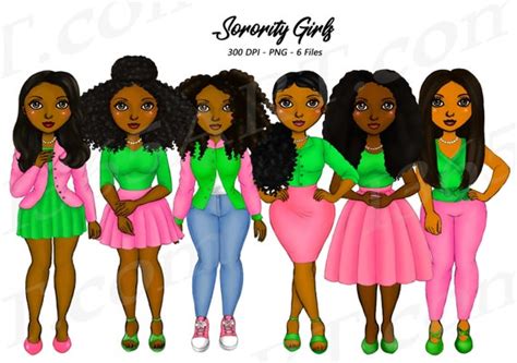Sorority Girls Clipart Natural Hair Aka Black Girl Black Etsy