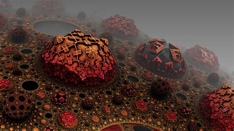 Wallpaper Landscape Abstract Rock 3d Red Sky