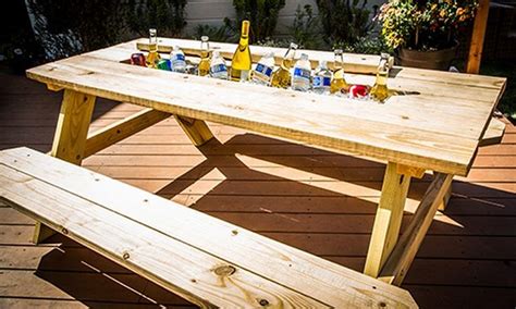 Tables With Built In Coolerplanter In 2020 Diy Picnic Table Diy