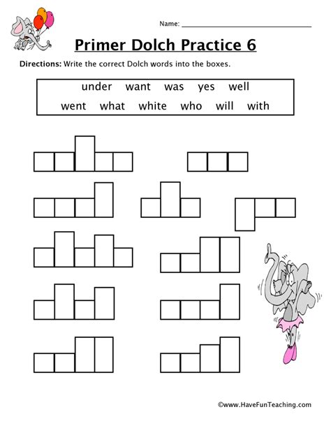 Kindergarten Sight Words Worksheet Have Fun Teaching