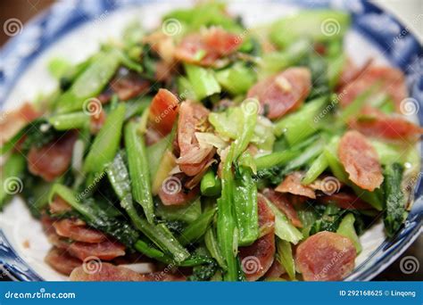 Chinese Cuisine Sausage Fried Kale Stock Image Image Of Vegetable Meal 292168625