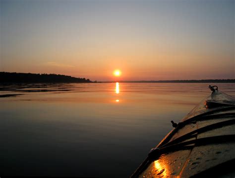 Sunrise Across The Kayak Bow Mostly Muskegon