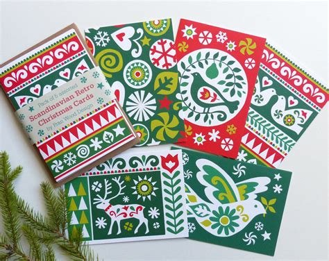 Scandi Christmas Cards Scandinavian Retro Christmas Card Pack Luxury