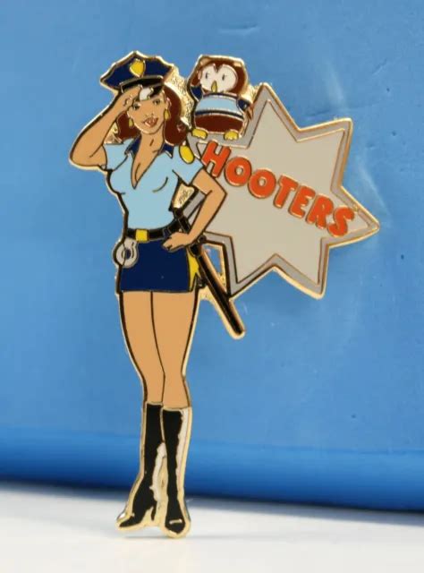 Hooters Sexy Cop Police Officer Girl Saluting With Badge And Hootie Lapel Pin 1199 Picclick