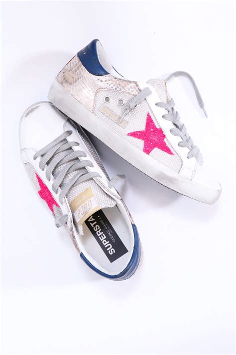 Golden Goose Superstar In Mesh Silver Gold Cocco Glitter Pink Star 35