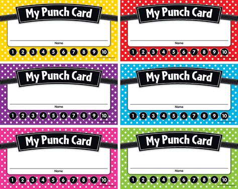 Polka Dots Punch Cards Tcr5608 Teacher Created Resources