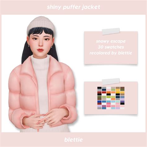 Shiny Puffer Jacket In 2021 Sims Sims 4 The Sims 4 Skin
