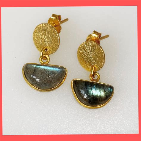 Labradorite And Gold Plated Sterling Silver Earrings