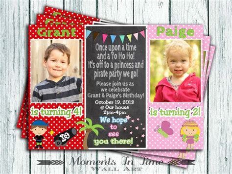 Double Birthday Party Invitation With Pictures 4x6 Or 5x7 Etsy Canada