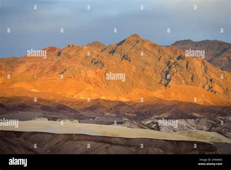 Sunset On The Hills Above Furnace Creek Death Valley California Stock