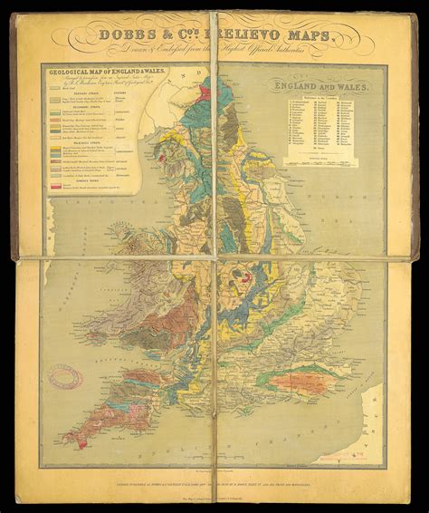 Rare Embossed Geological Map Of England And Wales Crouch Rare Books