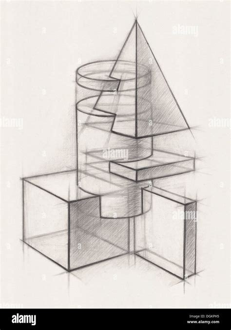 Illustration Of Geometric Shapes It Is A Pencil Drawing Stock Photo