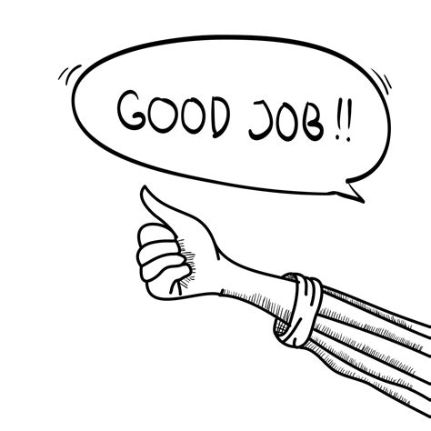 Thumbs Up Of Hand Drawn Appreciation For Good Job Vector Illustration
