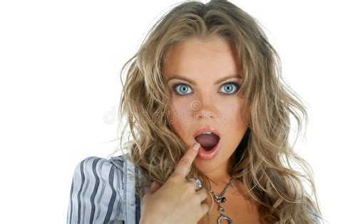 Beauty Woman Wonder Face With Open Mouth On White Background