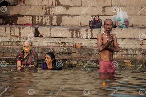hindu pilgrims take a holy bath in the river ganges editorial photo image of ganga colorful