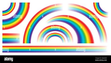 Colorful Realistic Rainbow Collection Isolated On White Background