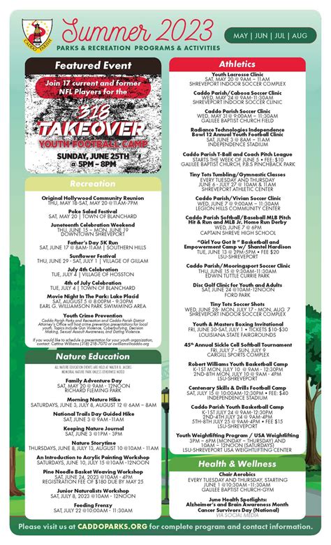 Caddo Parish Parks & Recreation Releases Summer 2023 Program Guide