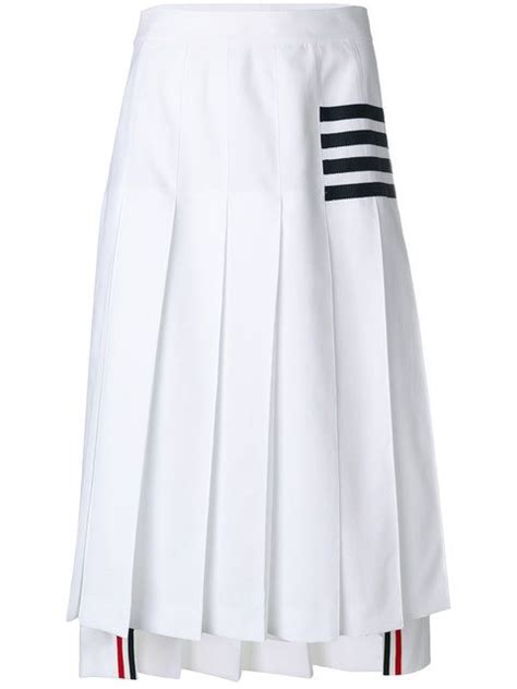 Thom Browne Tennis Collection Bar Stripe Pleated Skirt 900 White