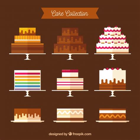 Free Vector Cakes Collection In Flat Style