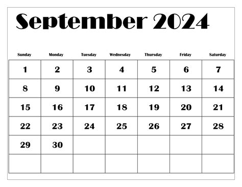 Blank September 2024 Calendar Printable Template