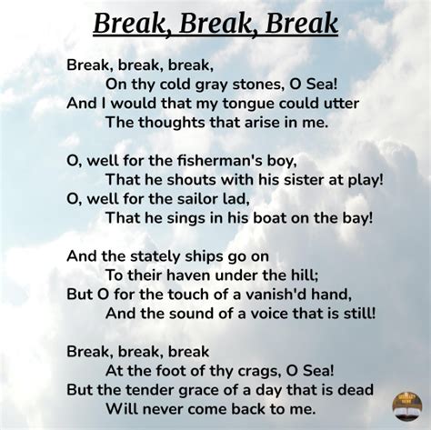 Break Break Break By Alfred Lord Tennyson
