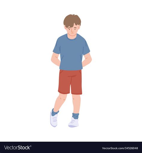 Shy Little School Boy Hesitating Flat Cartoon Vector Image