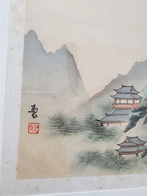 Japanese Antique Watercolor Original Framed Painting Signed Etsy