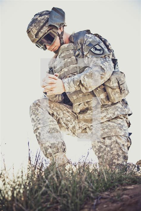 Stock Photo Soldier Kneeling In Prayer By Forgiven Photography
