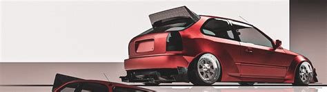 Digitally Slammed Widebody Honda Civic Has Forged Carbon Parts For