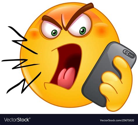 An Angry Emotictor Holding A Cell Phone