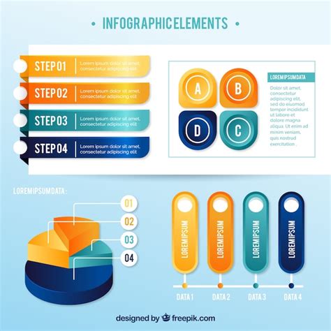 Free Vector Realistic Pack Of Colored Infographic Elements