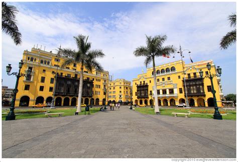 Yellow Buildings Plaza De Armas Historic Center Of Lima Photo Id