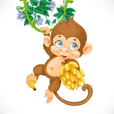 Cartoon Image Of A Monkey Swinging From A Vine Illustrations Royalty