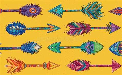 Seamless Pattern With Native American Indian Arrows In Ethnic Style