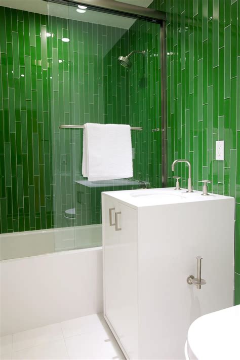 Glass pool tile glass tile bathroom pool tiles bathroom vanities small bathroom master bathroom unique tile green kitchen kitchen tile. Modern Bathroom With Vibrant Green Tiles | HGTV