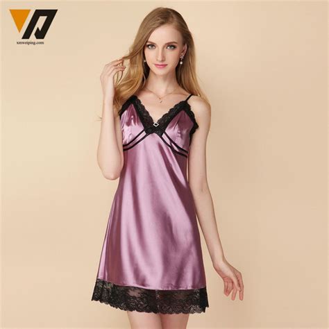 Silk Sleepwear Women Satin Lace Lingerie Nightdress Female Spring Nightgown Dressing Shirts M