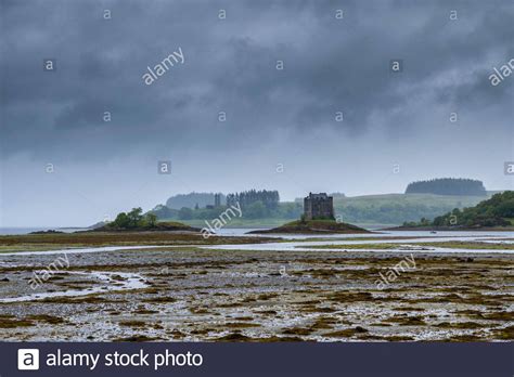 15th Century Stalker Castle Tower House And The Mudflats Of Loch Laich