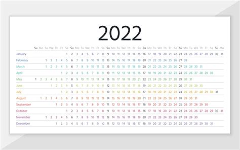 Cuadrícula Del Calendario Lineal Español 2022 Plantilla De