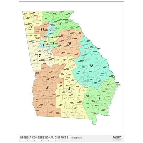 United States 2022 Congressional Districts Wall Map The Map Shop