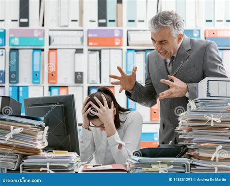 Angry Boss Yelling At His Young Employee Stock Image Image Of Chief