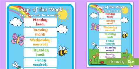 French Days : French Days Of The Week Writing Worksheet - sensitivetides