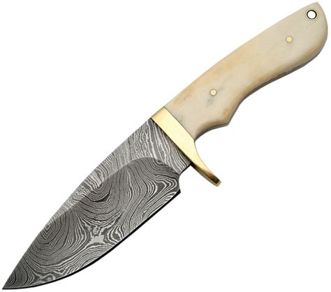 Dm1089bo Damascus Steel Fixed Blade Hunting Knife Bone Handles