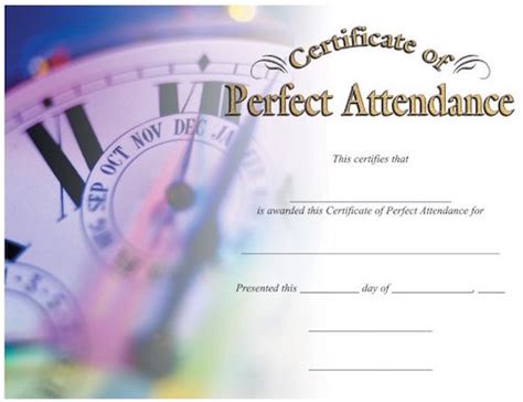 Perfect Attendance Photo Image Certificate Wilson Awards