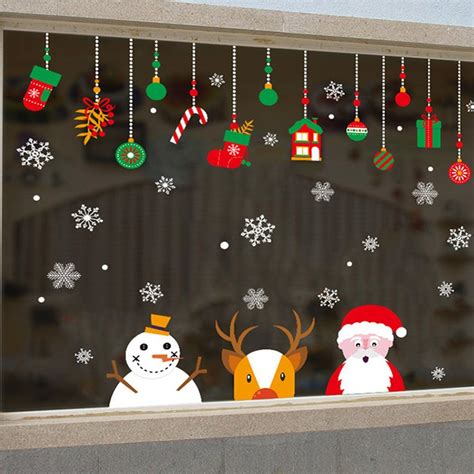 Affordable snowflake decorations wall classroom. Christmas Window Wall Sticker Snowman Santa Snowflake Reindeer Removable Home … | Office ...